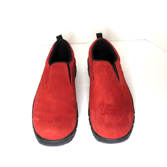 Lands End Men’s Shoes Red Suede Leather Casual Moc Elastic Slip Ons Size 9.5 - Picture 6 of 10